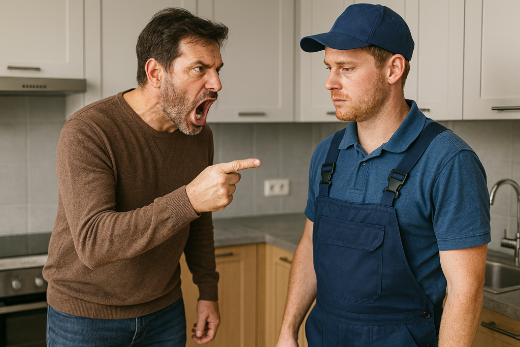 Kunde schreit Handwerker an